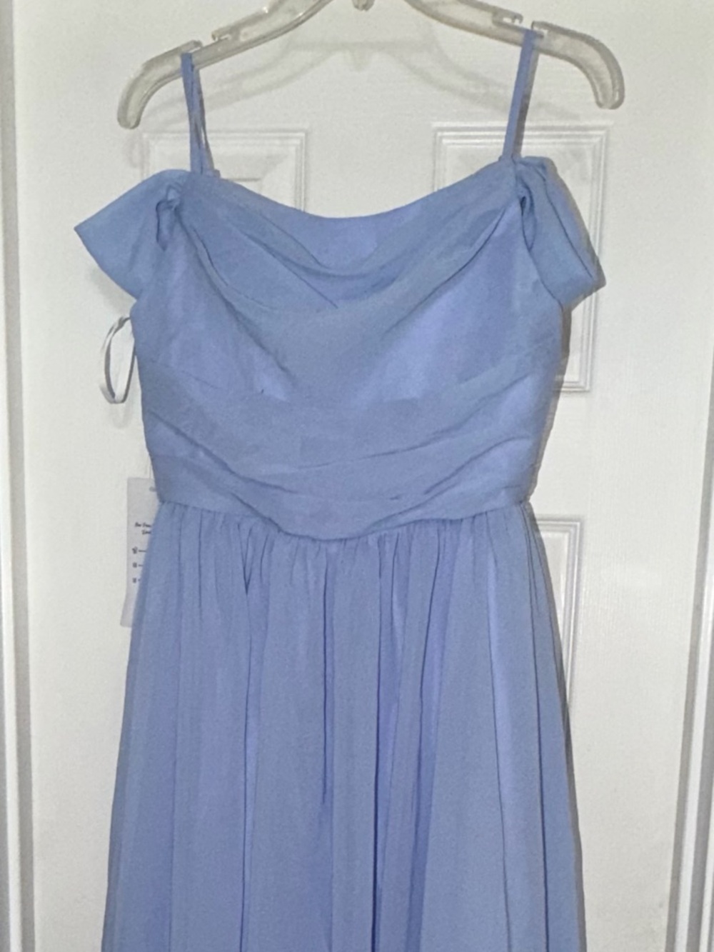 Girl’s Blue Off The Shoulder Chiffon Easter Jr Bridesmaid Maxi Dress